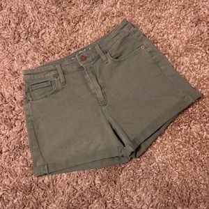 green denim shorts